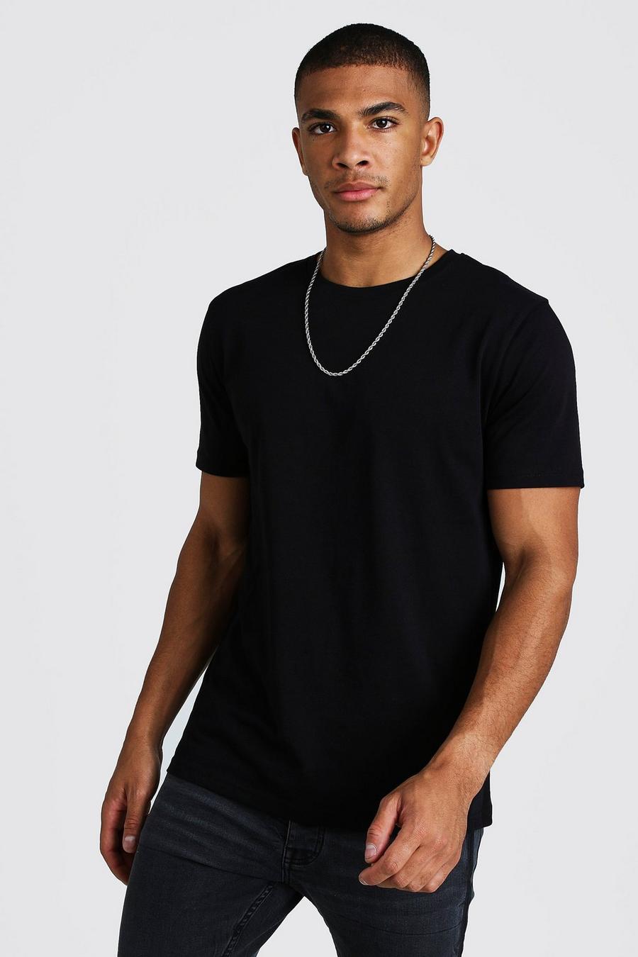 Basic Rundhals T-Shirt, Black schwarz