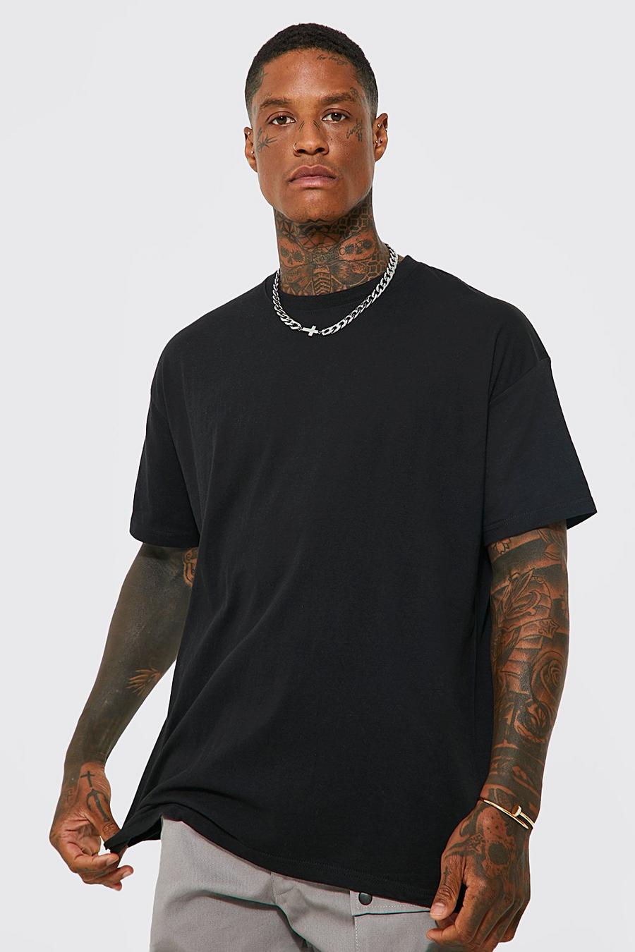 T-shirt a girocollo oversize, Black image number 1