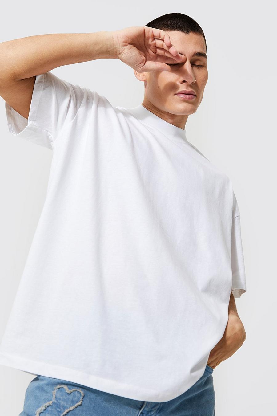 T-shirt oversize con girocollo esteso, White bianco