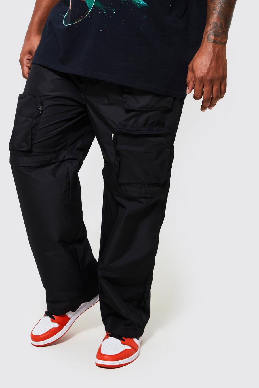 Black Plus Detachable Pocket And Leg Cargo Trousers image number 1