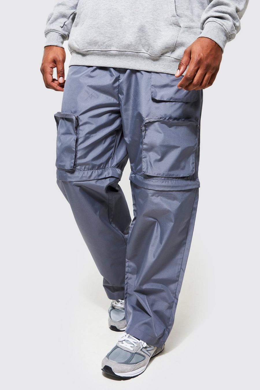 Grande taille - Pantalon cargo à jambes et poches détachables, Grey image number 1