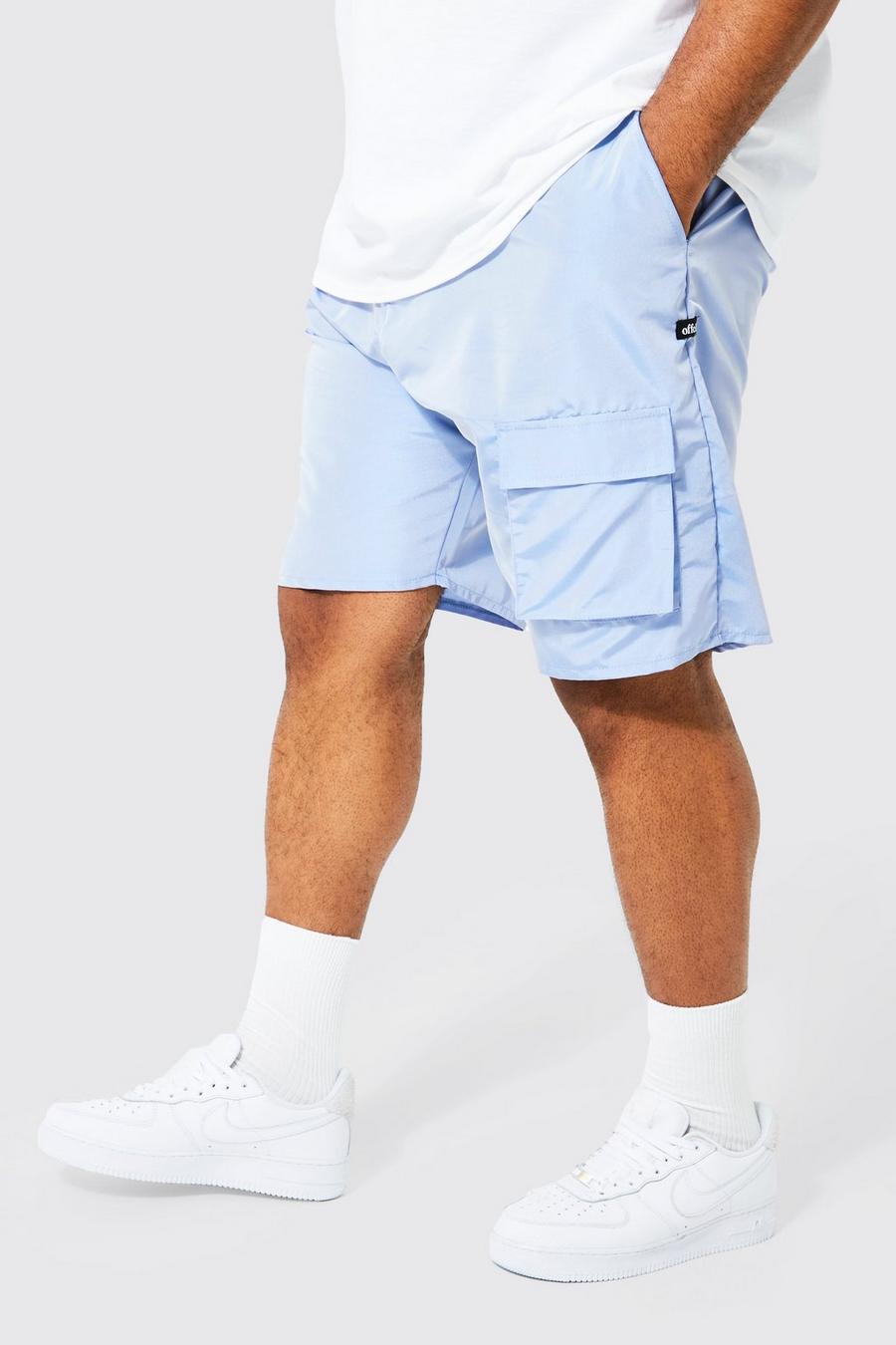 Plus glänzende Cargo-Shorts, Blue image number 1