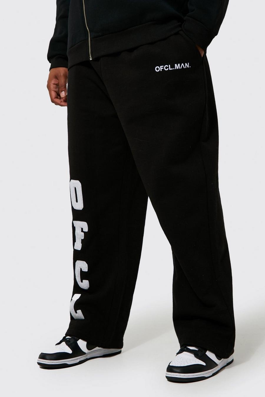 Pantaloni tuta Plus Size dritti Ofcl con applique, Black negro image number 1