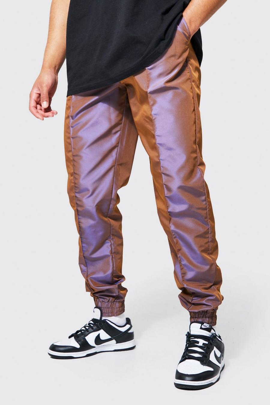 שוקולד marrón מכנסיים מחליפי צבעים בגזרה רגילה לגברים גבוהים image number 1
