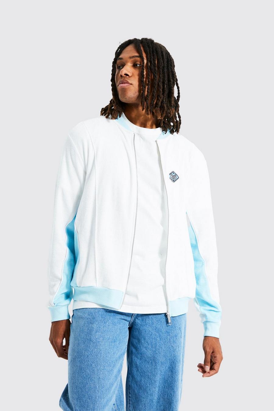 Light blue Towelling Zip Through Track Top