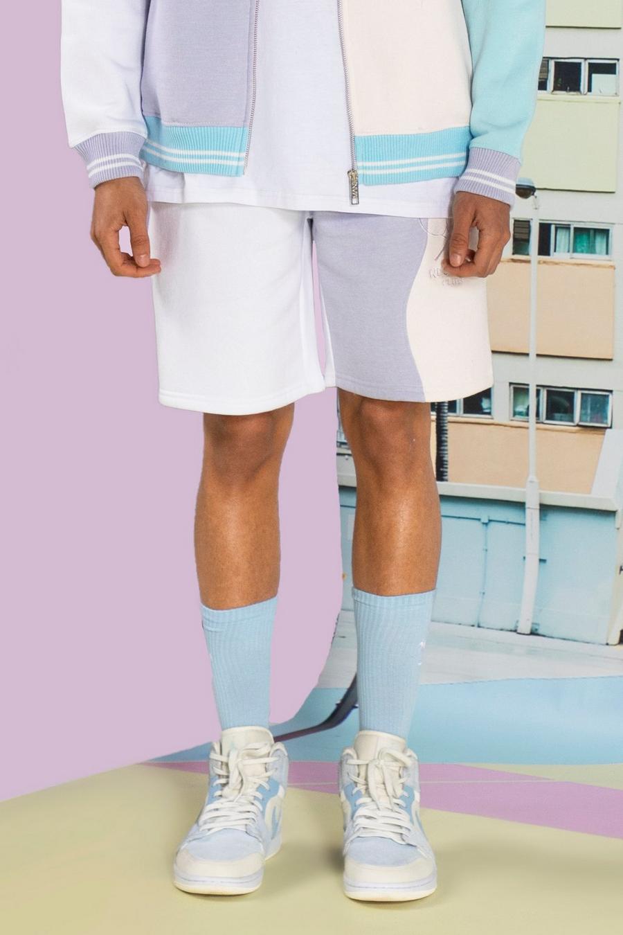 Purple Loose Fit Resort Club Spliced Jersey Shorts