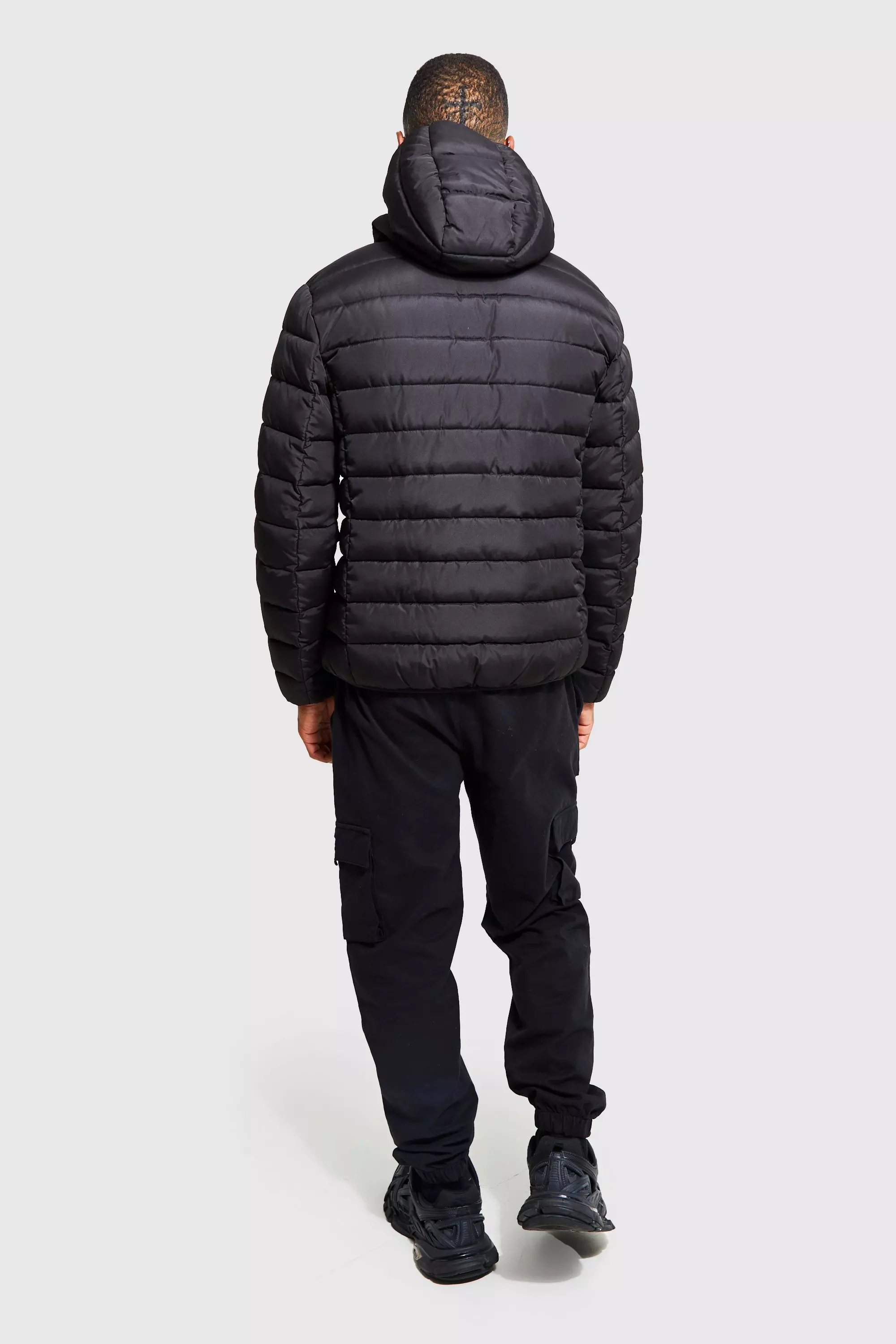 Black Quilted Zip Through Jacket With Hood alternative image