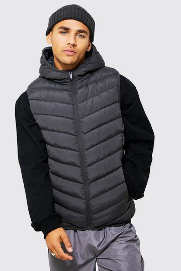 Quilted Gilet With Hood mid grey