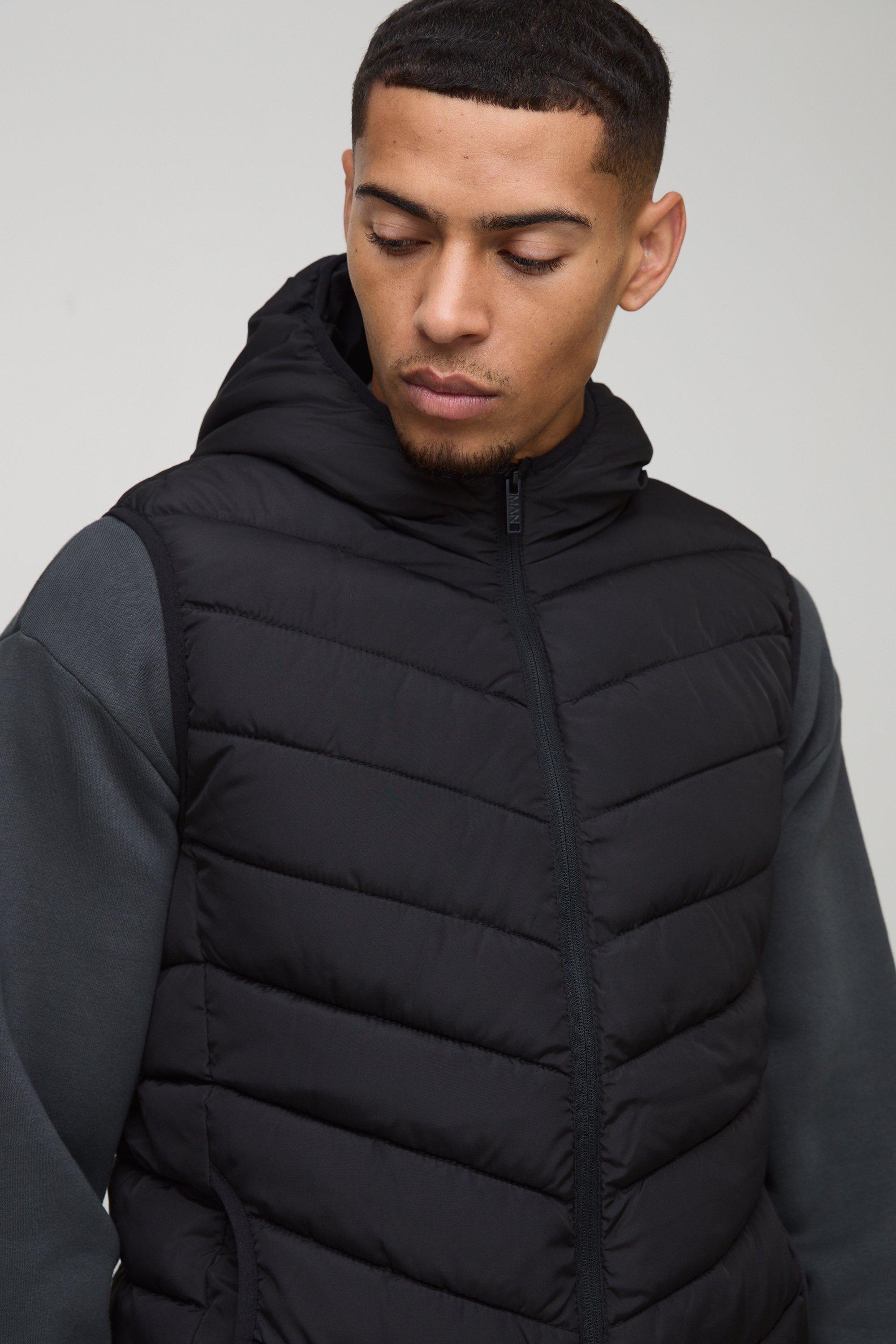 Men's Hooded Classic Padded Gilet in Black