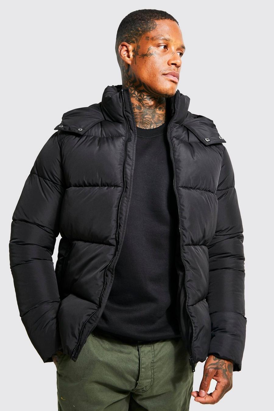 Black svart Matt Panel Puffer Jacket