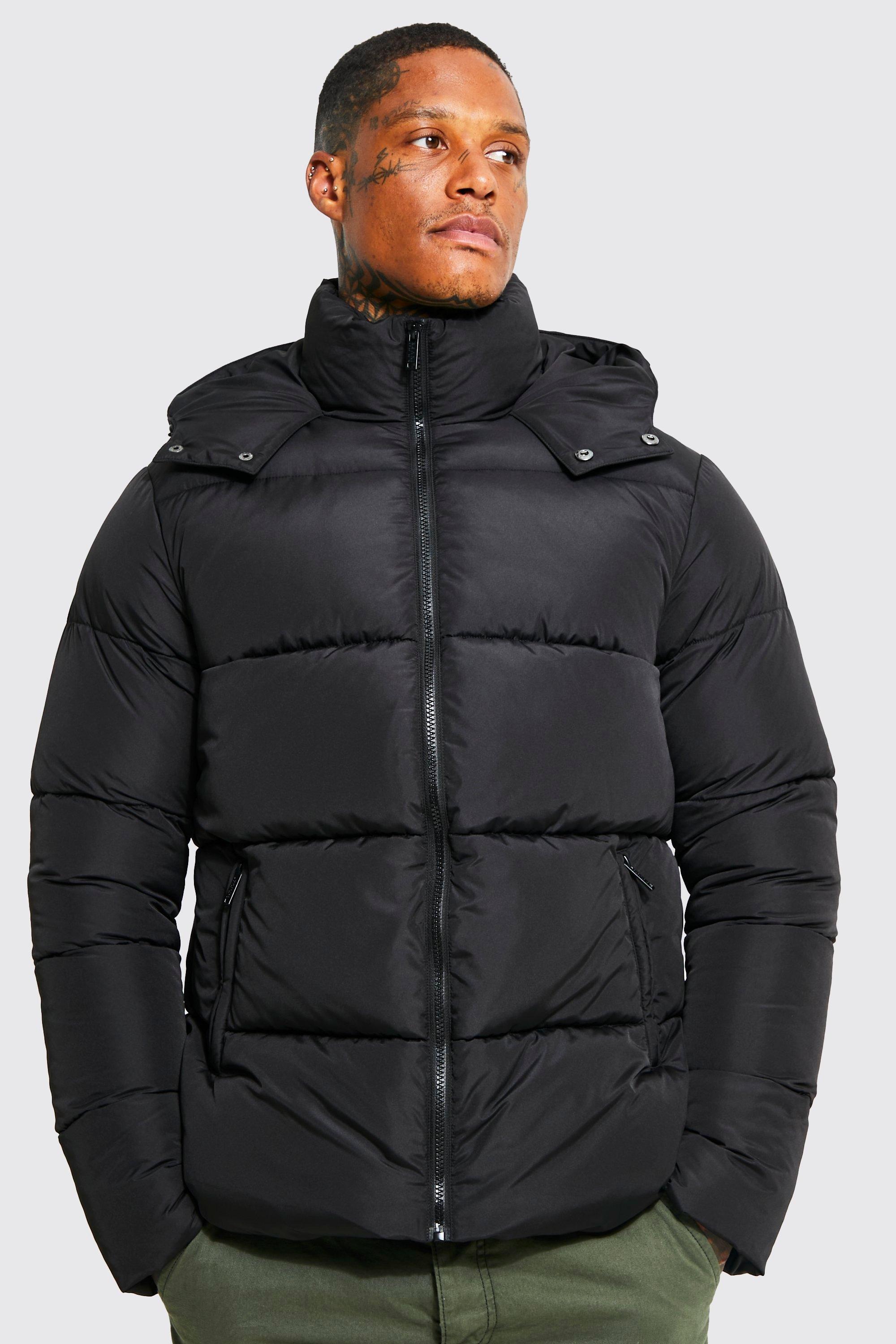 Boohoo black cheap puffer jacket