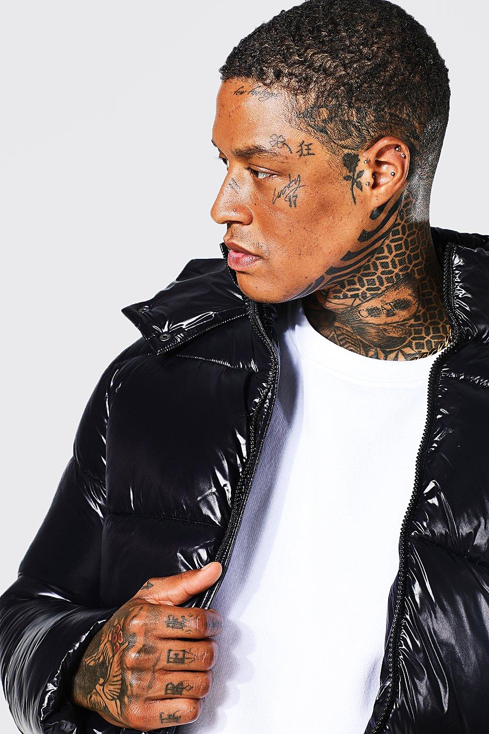 Black high hotsell shine puffer jacket