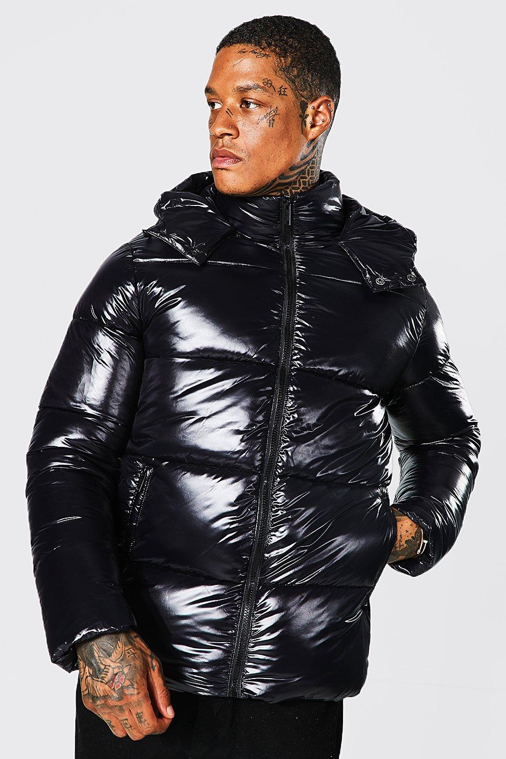 High Shine Hooded Puffer Jacket