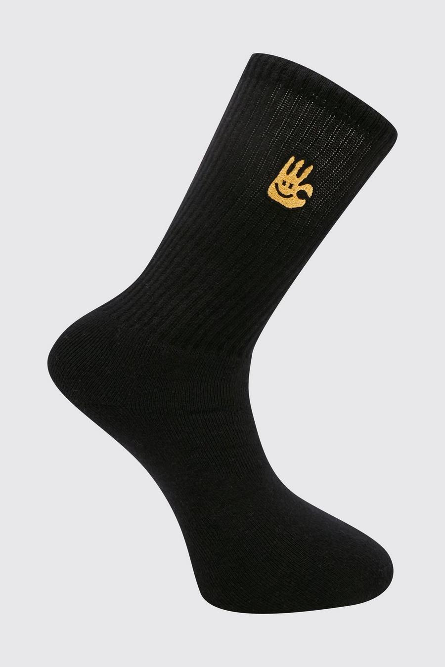 1er-Pack Socken mit OK Stickerei, Black schwarz