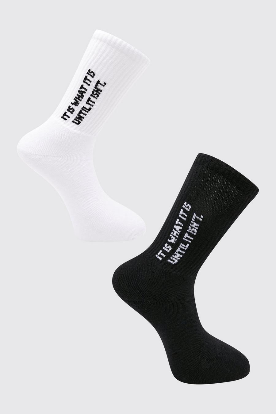 Multi 2 Pack Slogan Socks