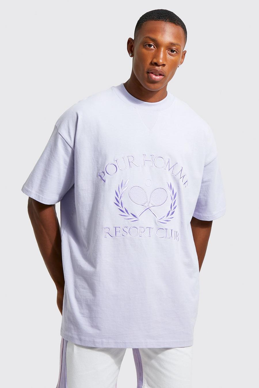 Camiseta oversize gruesa con estampado Resort Club, Purple image number 1
