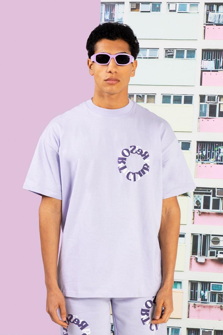 Purple lila Resort Club Oversize t-shirt med hög hals image number 1