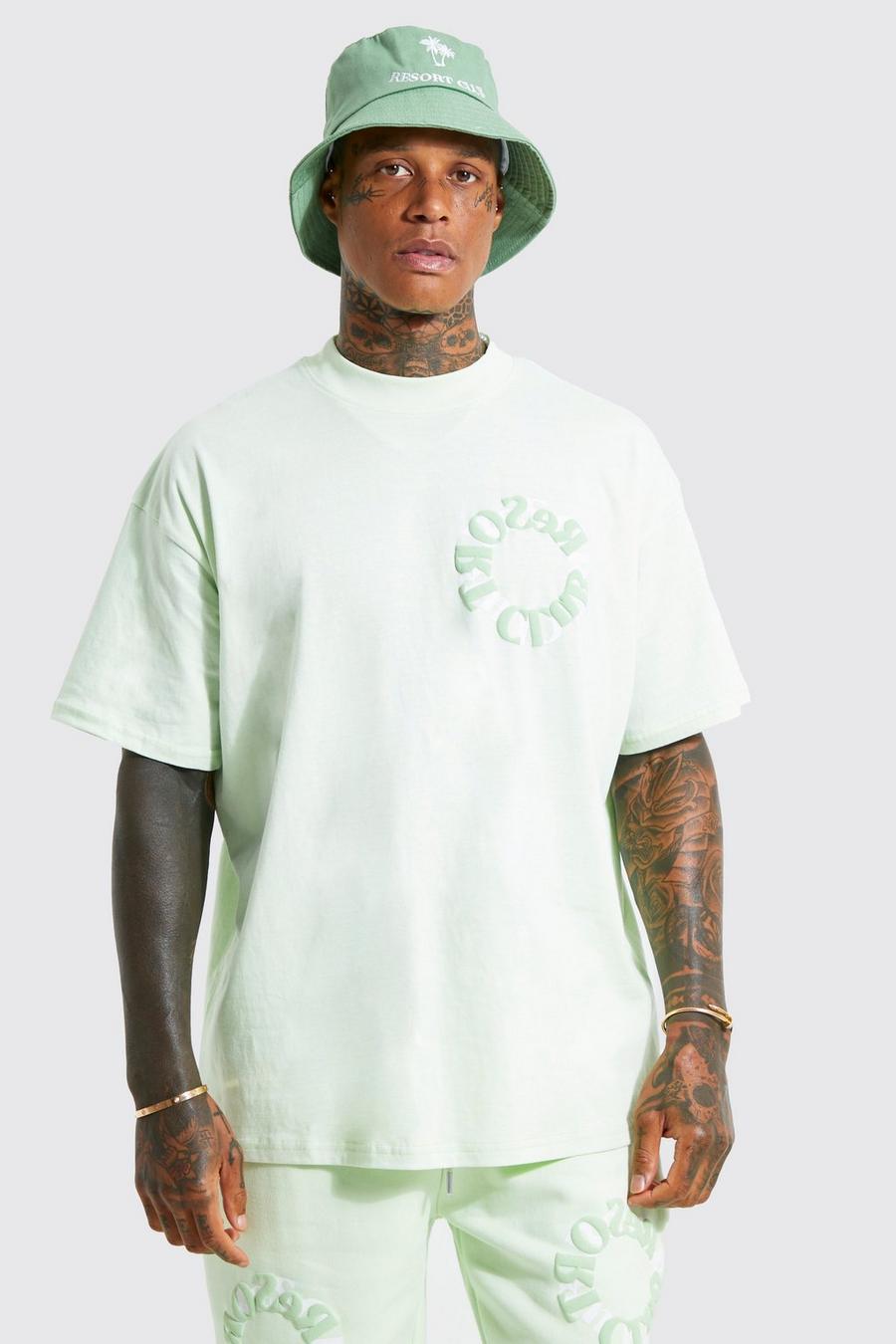Green Oversized Resort Club Extended Neck T-shirt image number 1