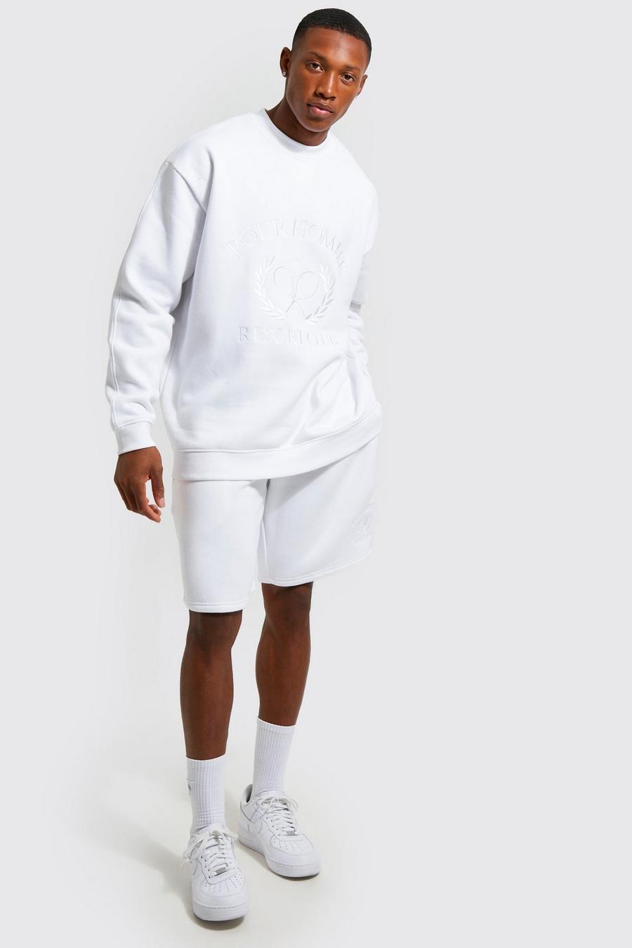 White Oversized Resort Club Sweater Short Tracksuit