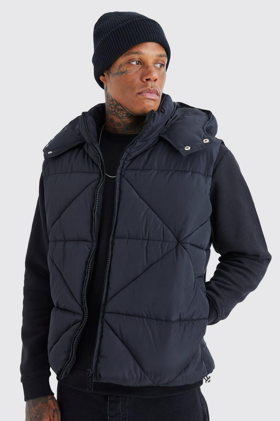 Men's Abstract Quilted Gilet | Boohoo UK