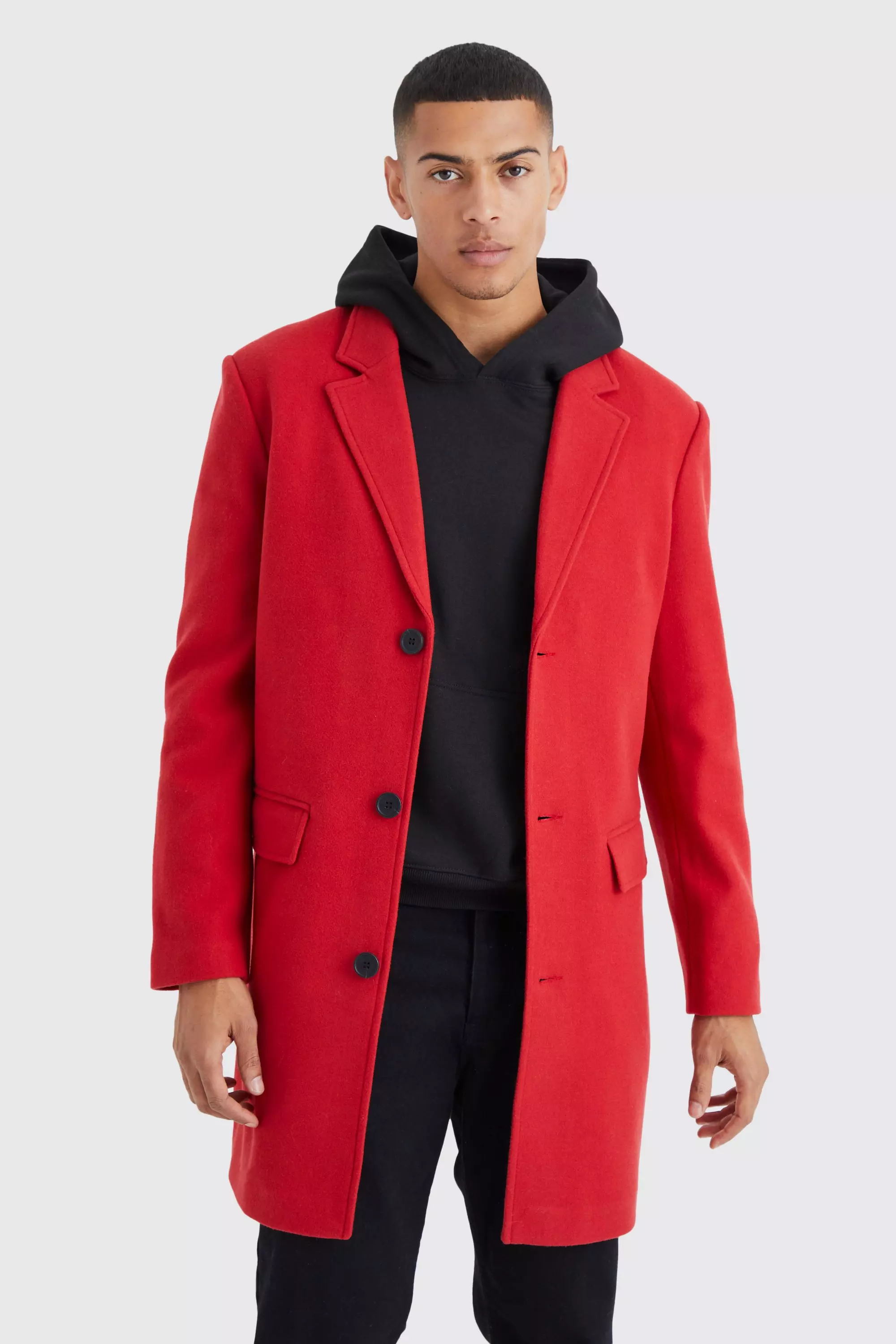 Mens red 2025 wool coat