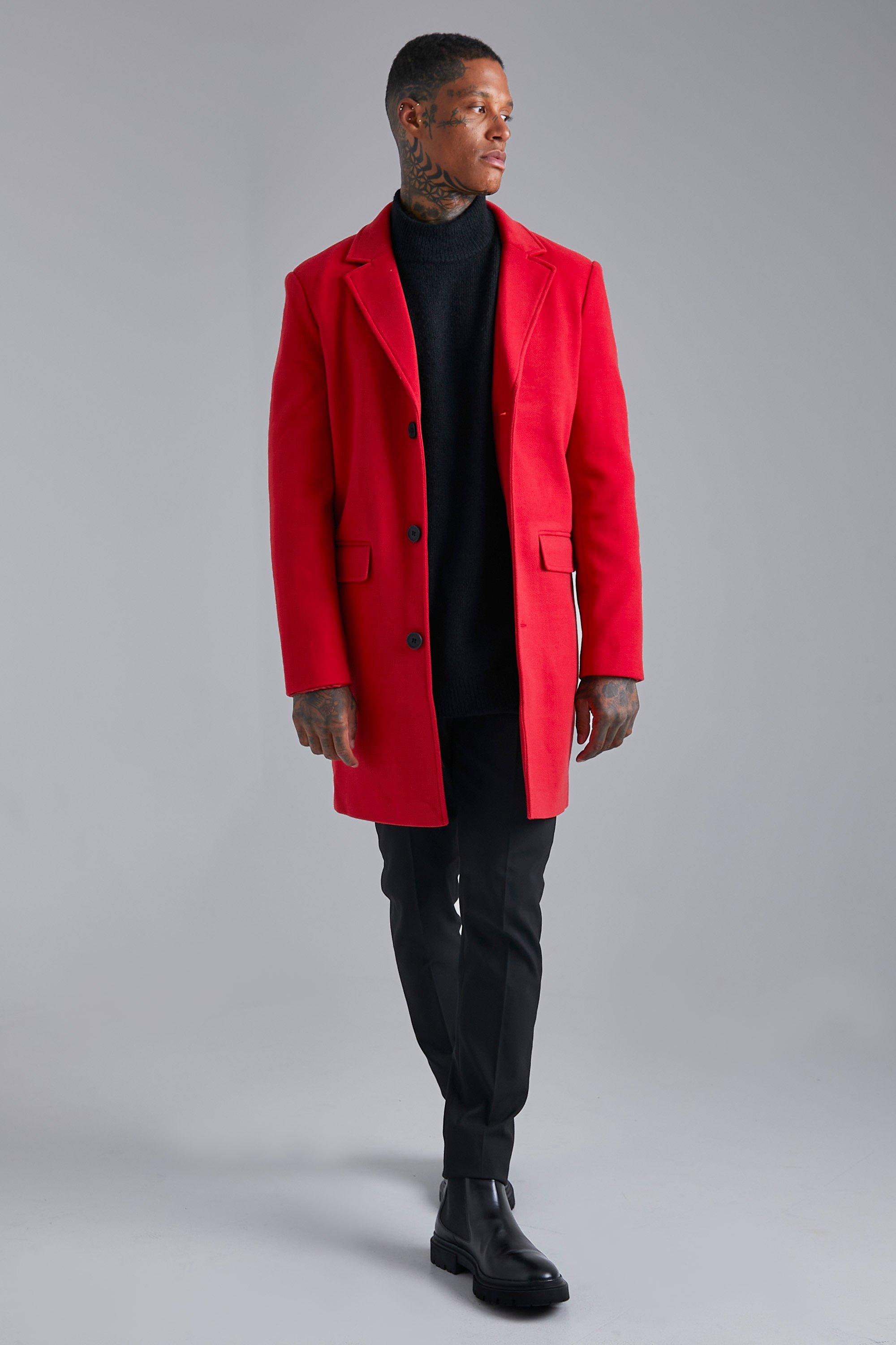 Red overcoat for men deals