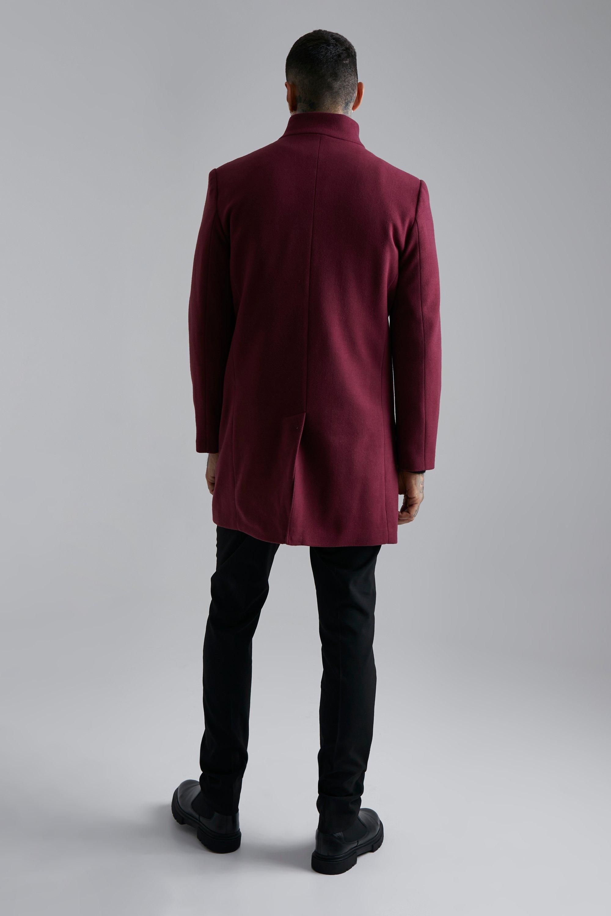 Burgundy funnel shop neck coat