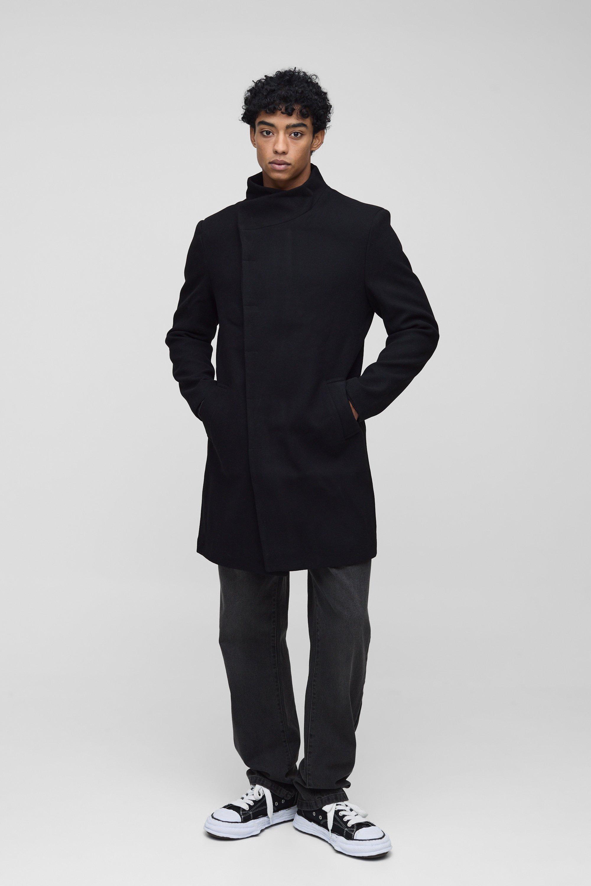 Mens overcoat funnel on sale neck