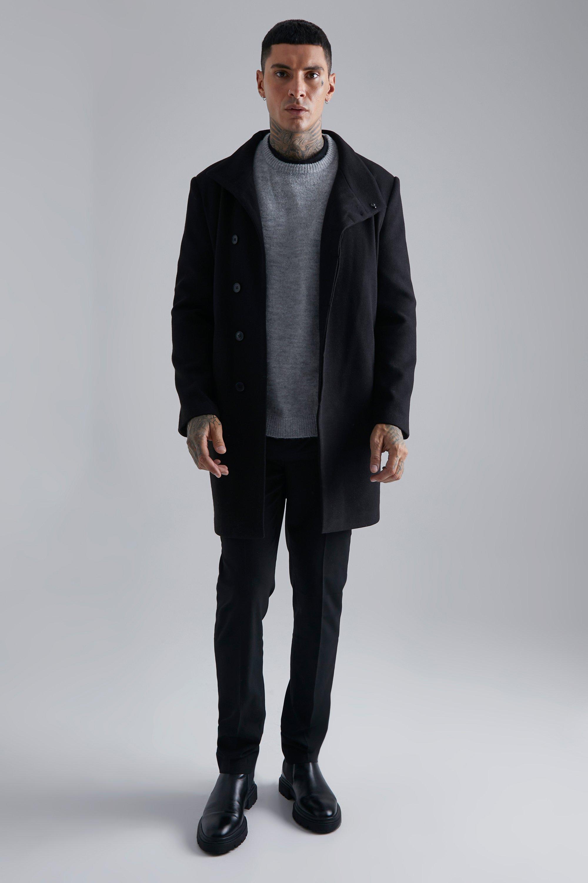 Mens slim fit shop funnel neck coat