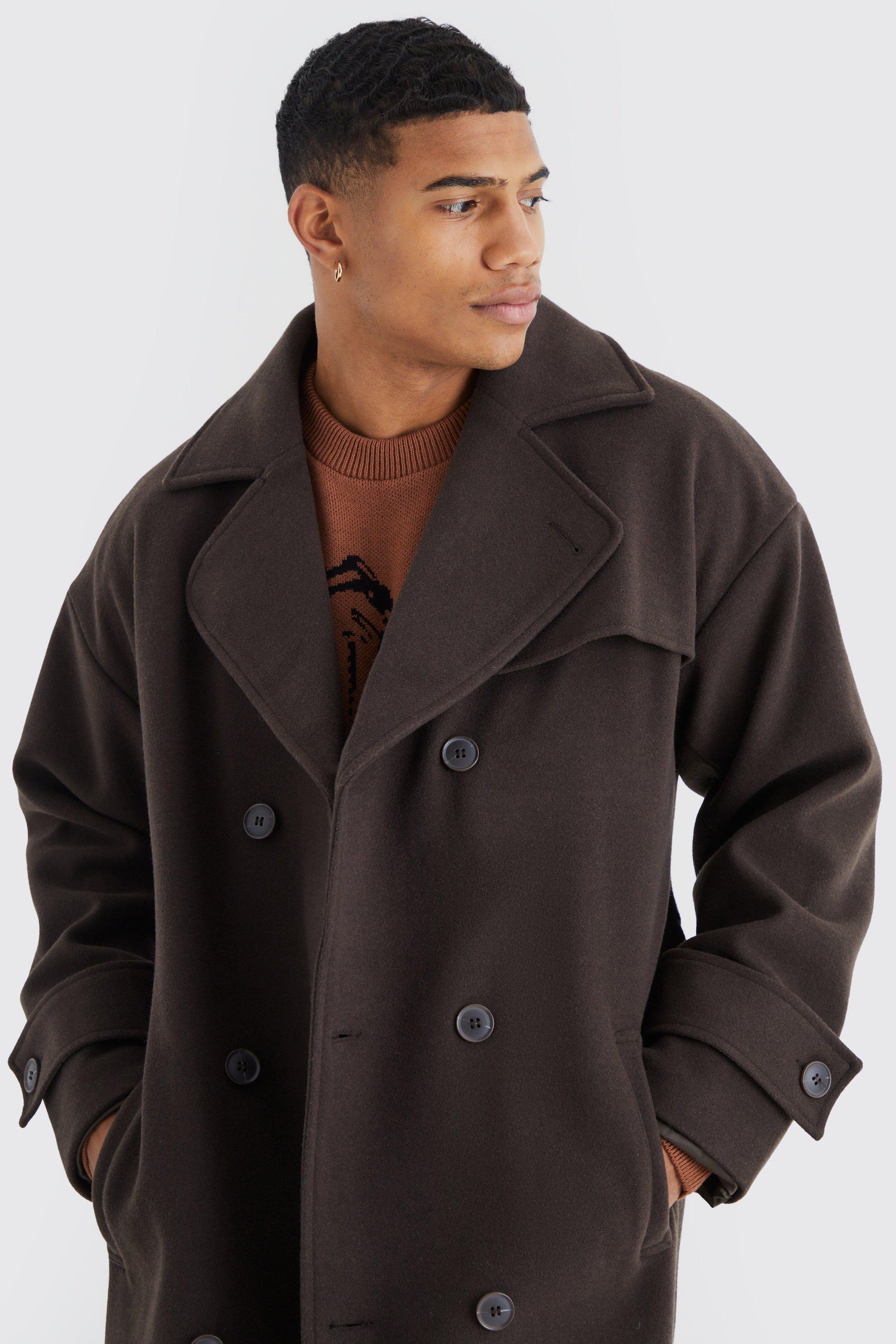 Double Breasted Trench Overcoat in Chocolate