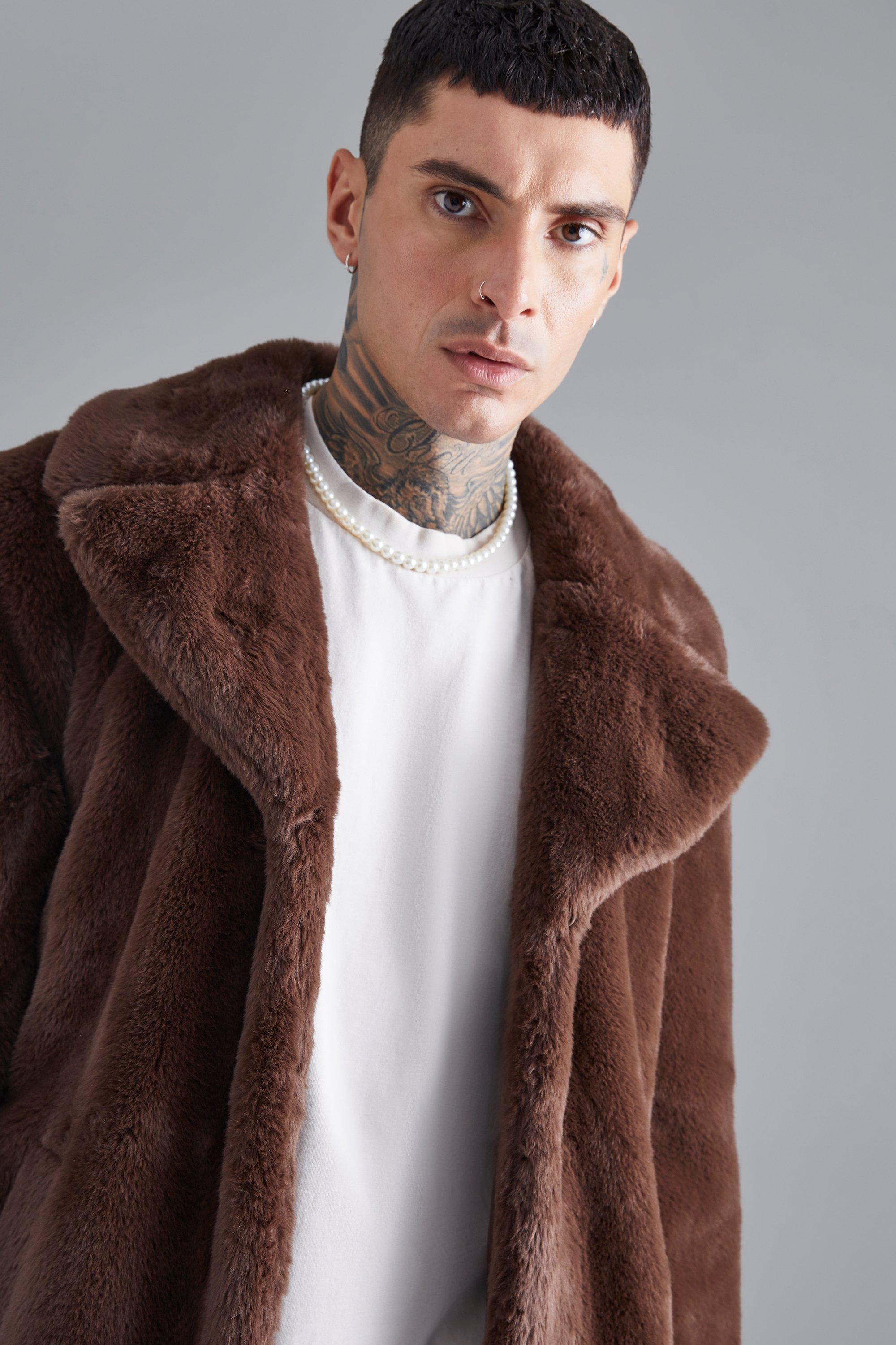 Fur overcoat hot sale mens