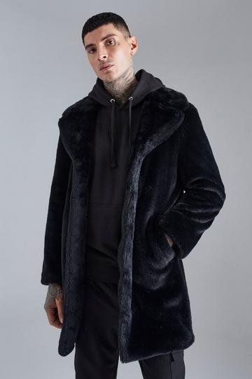 Black Faux Fur Overcoat