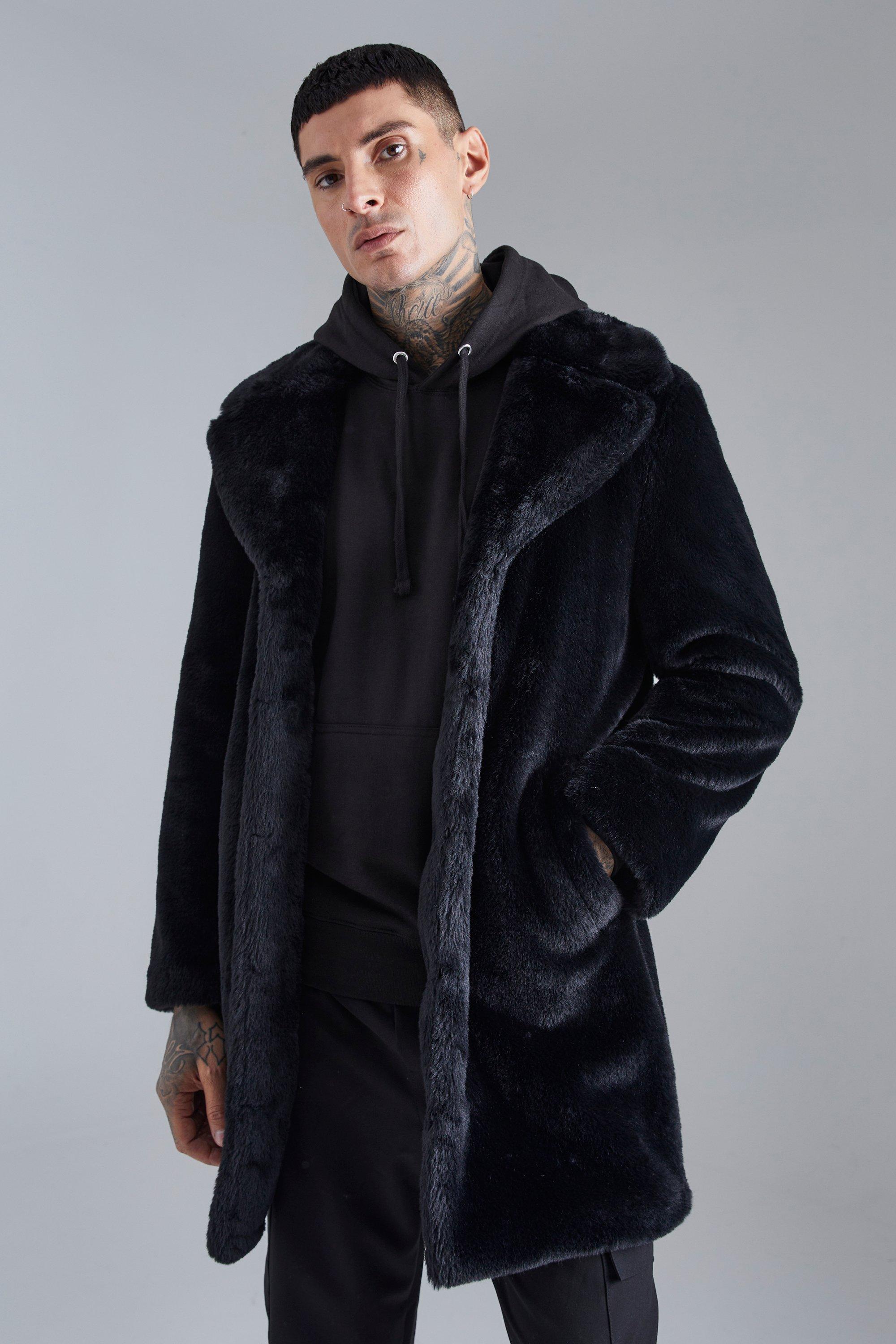 Fake fur shop coat men