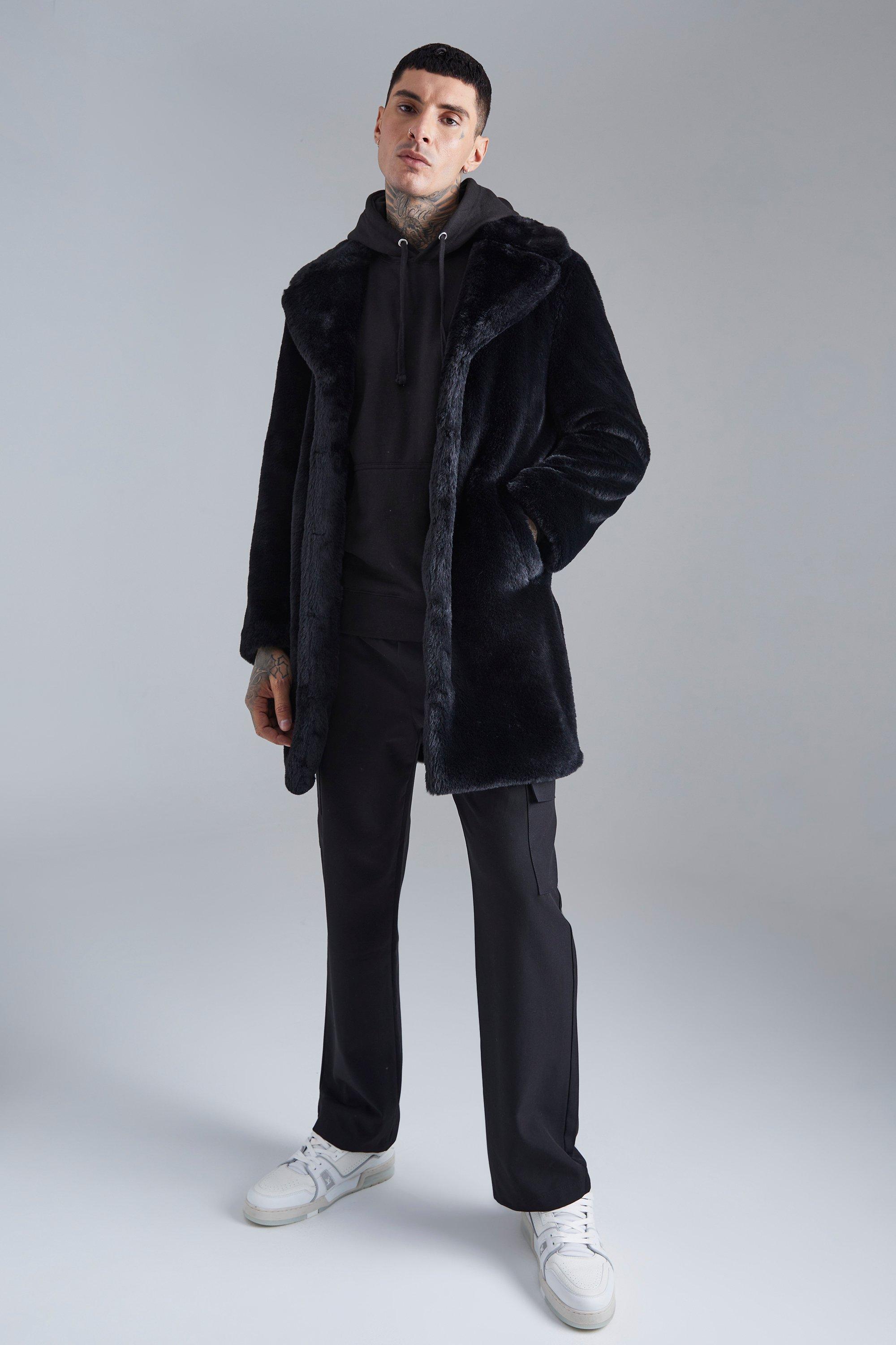 Faux fur hotsell coat male