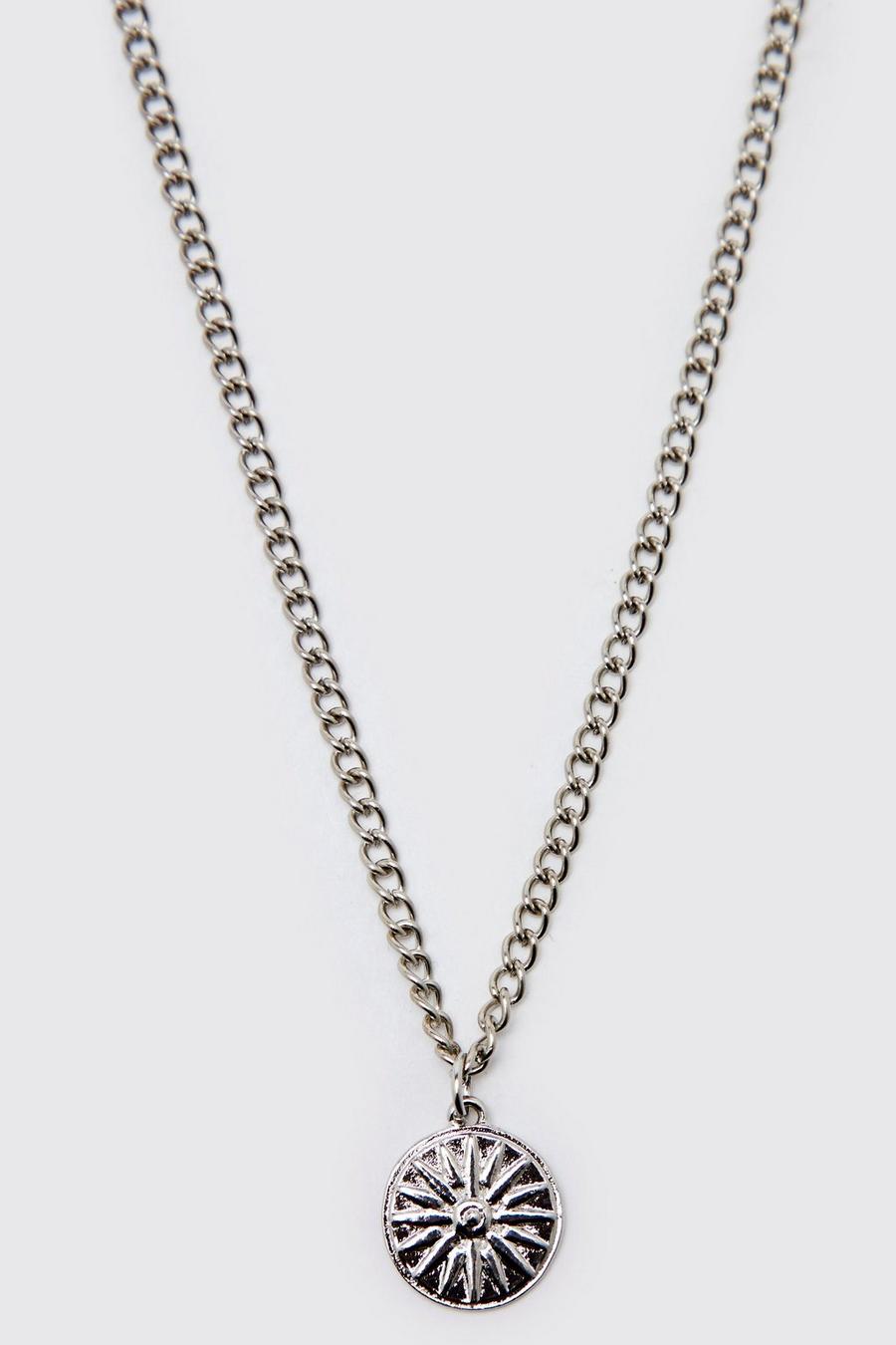 Silver Coin Detail Necklace
