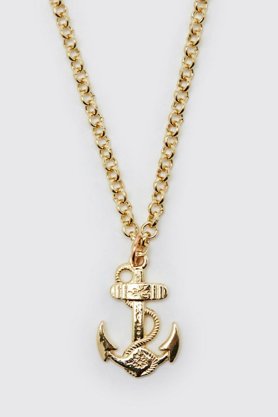 Gold Anchor Necklace image number 1