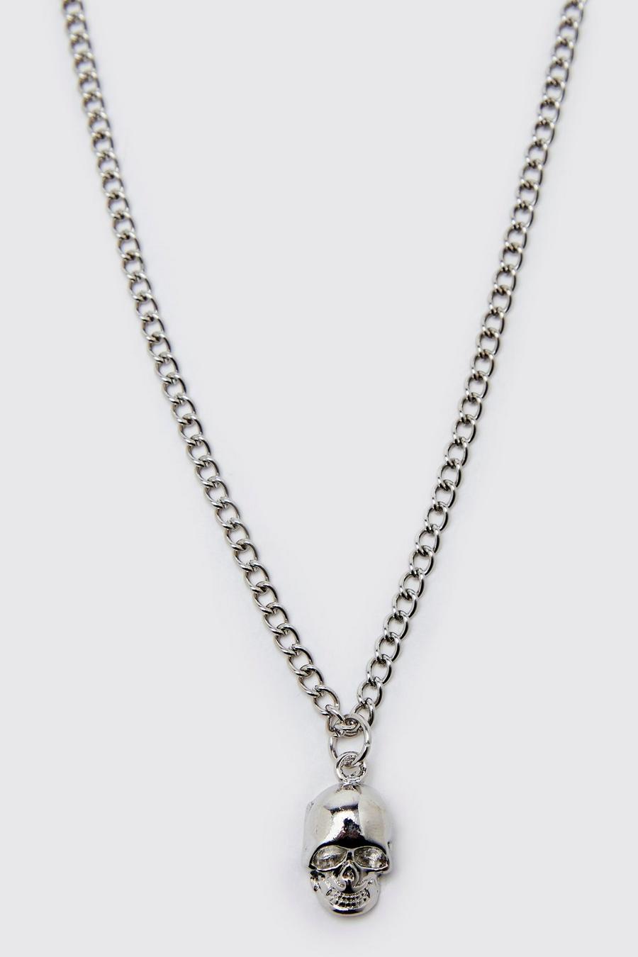 Silver Skull Head Necklace image number 1
