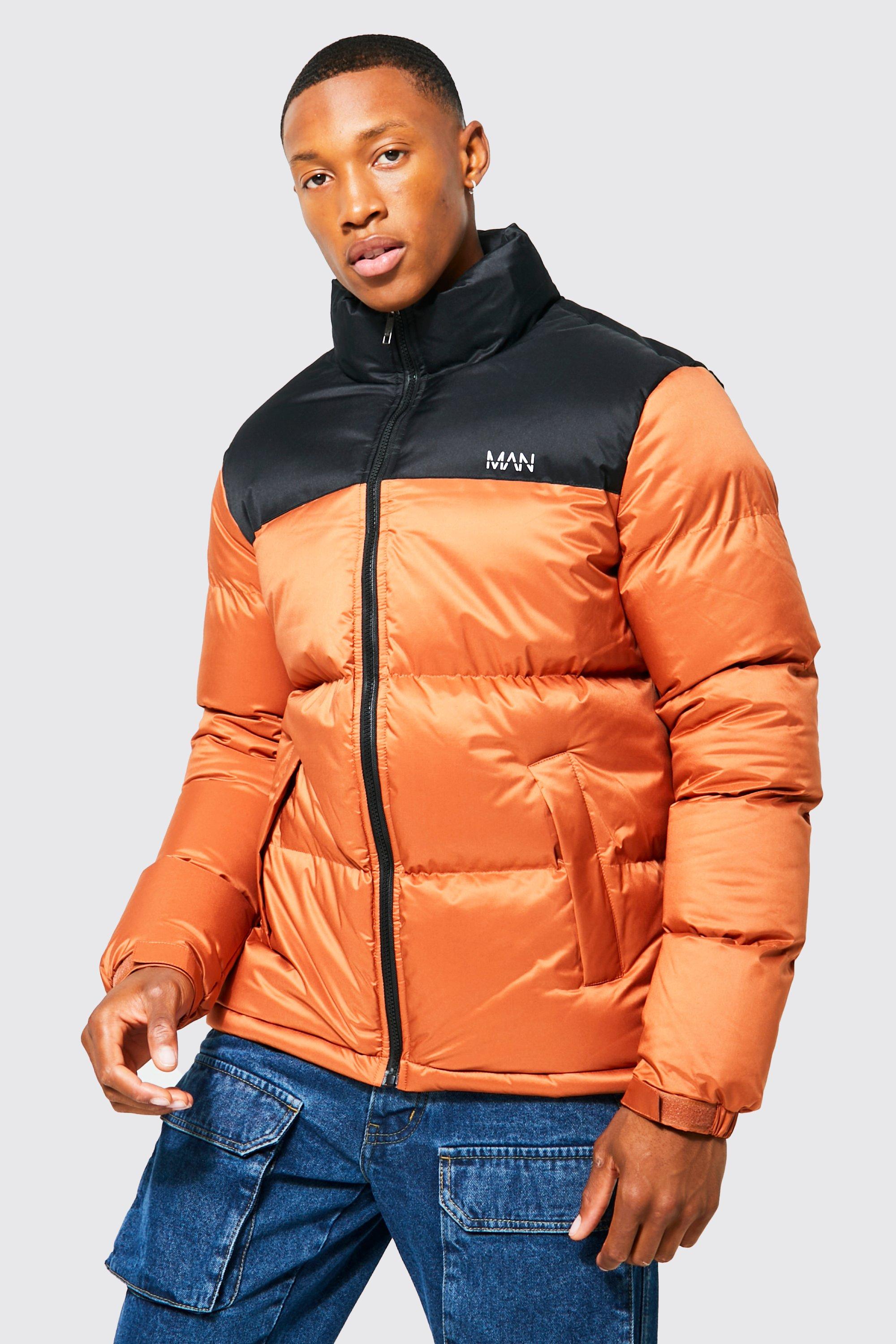 boohoo Men's Plus Tapestry Hooded Puffer Jacket