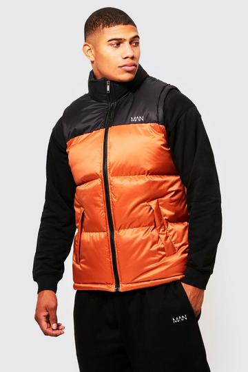 Man Dash Colour Block Gilet rust