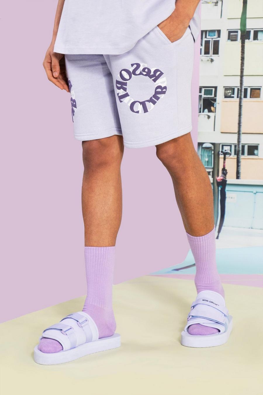 Purple Jersey Regular Fit Resort Club Shorts image number 1