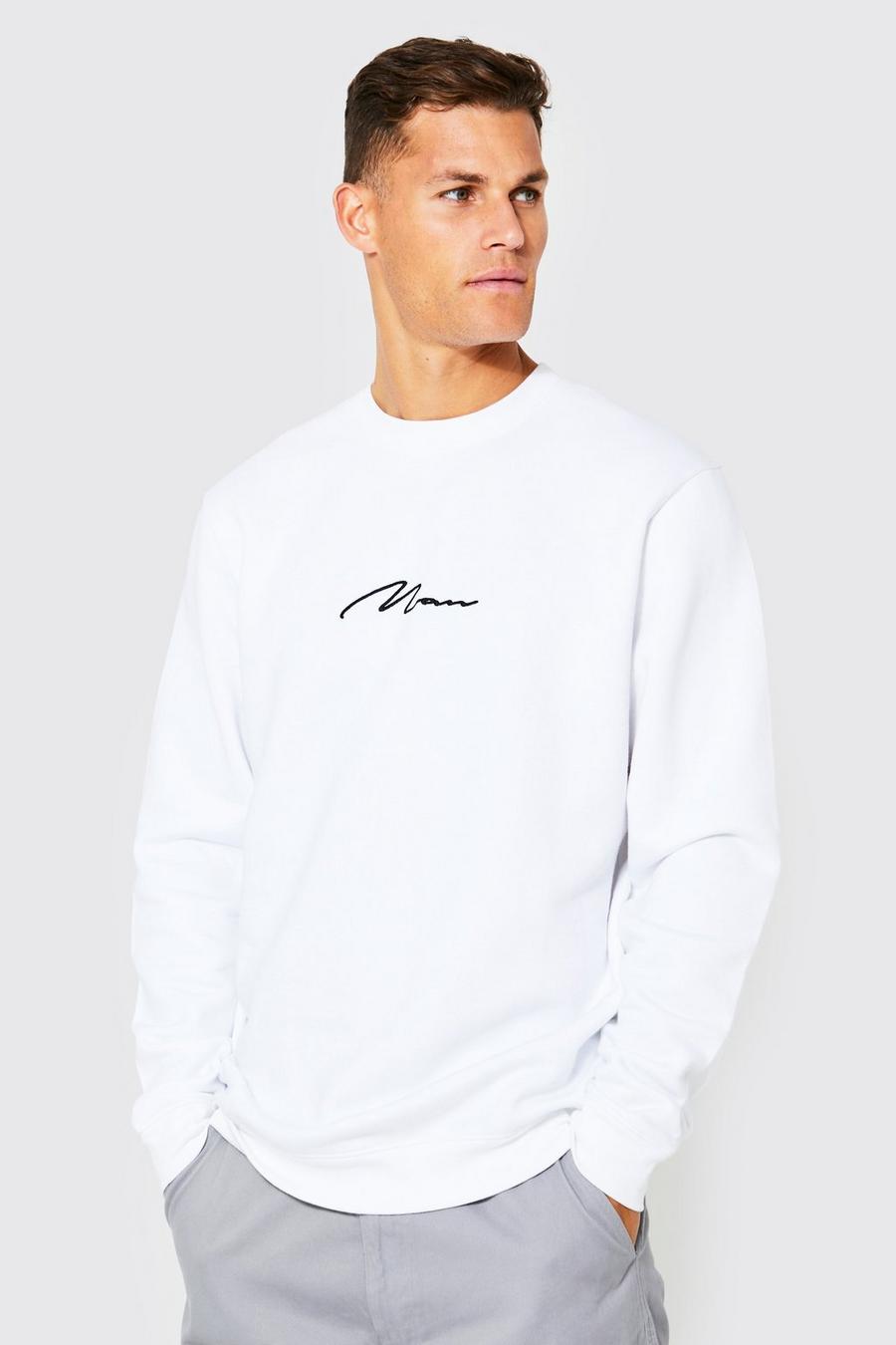White blanc Tall Man Script Sweater