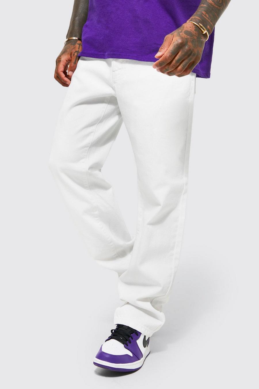 White vit Jeans med ledig passform