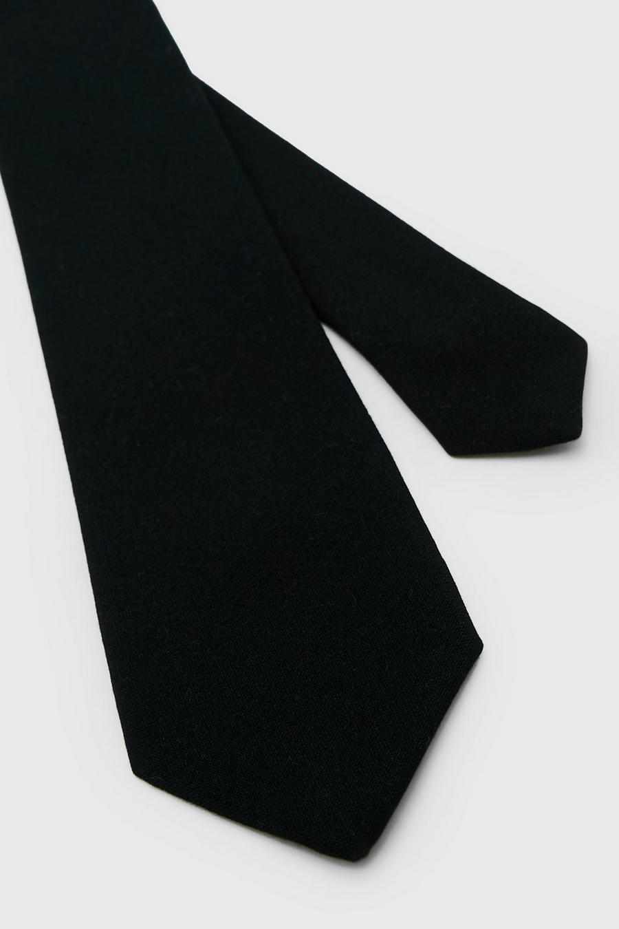 Black svart Plain Slim Tie