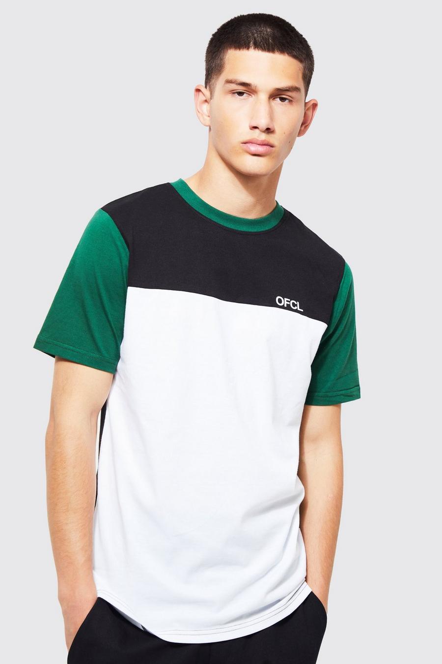 Official Colorblock Rundhals T-Shirt, Forest vert