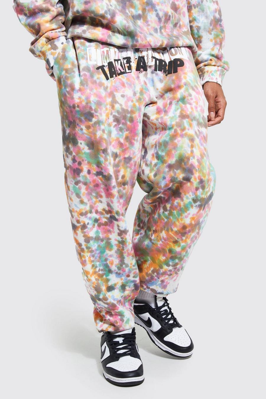Multi Oversized Graphic Tie Dye Joggers image number 1