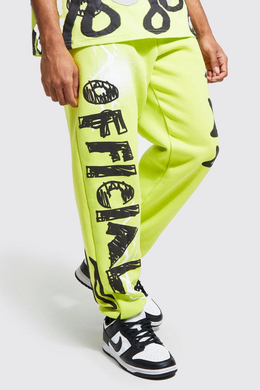 Lime Regular Fit Official Graffiti Joggers image number 1