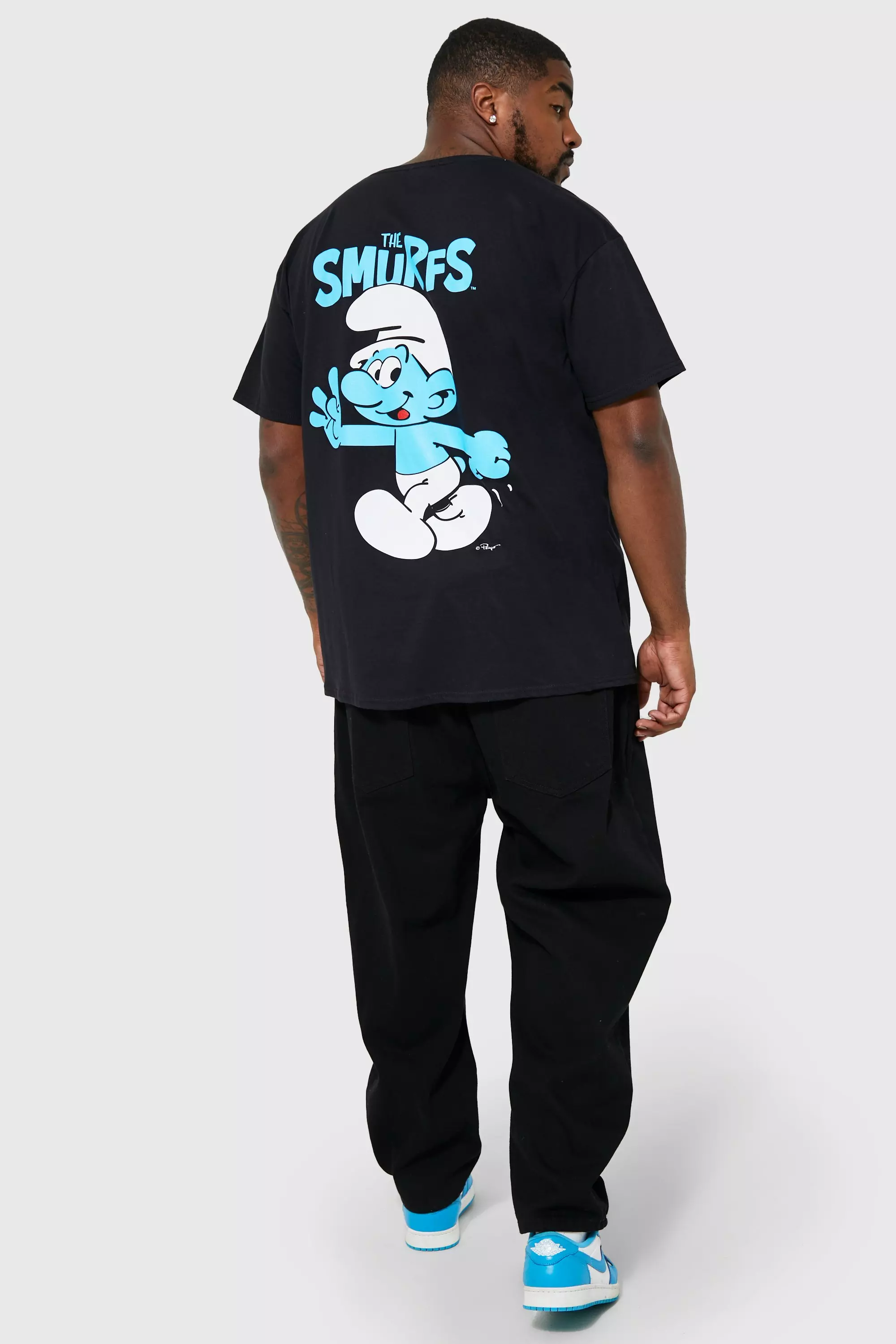 Black Plus Smurfs Back Print T-shirt alternative image