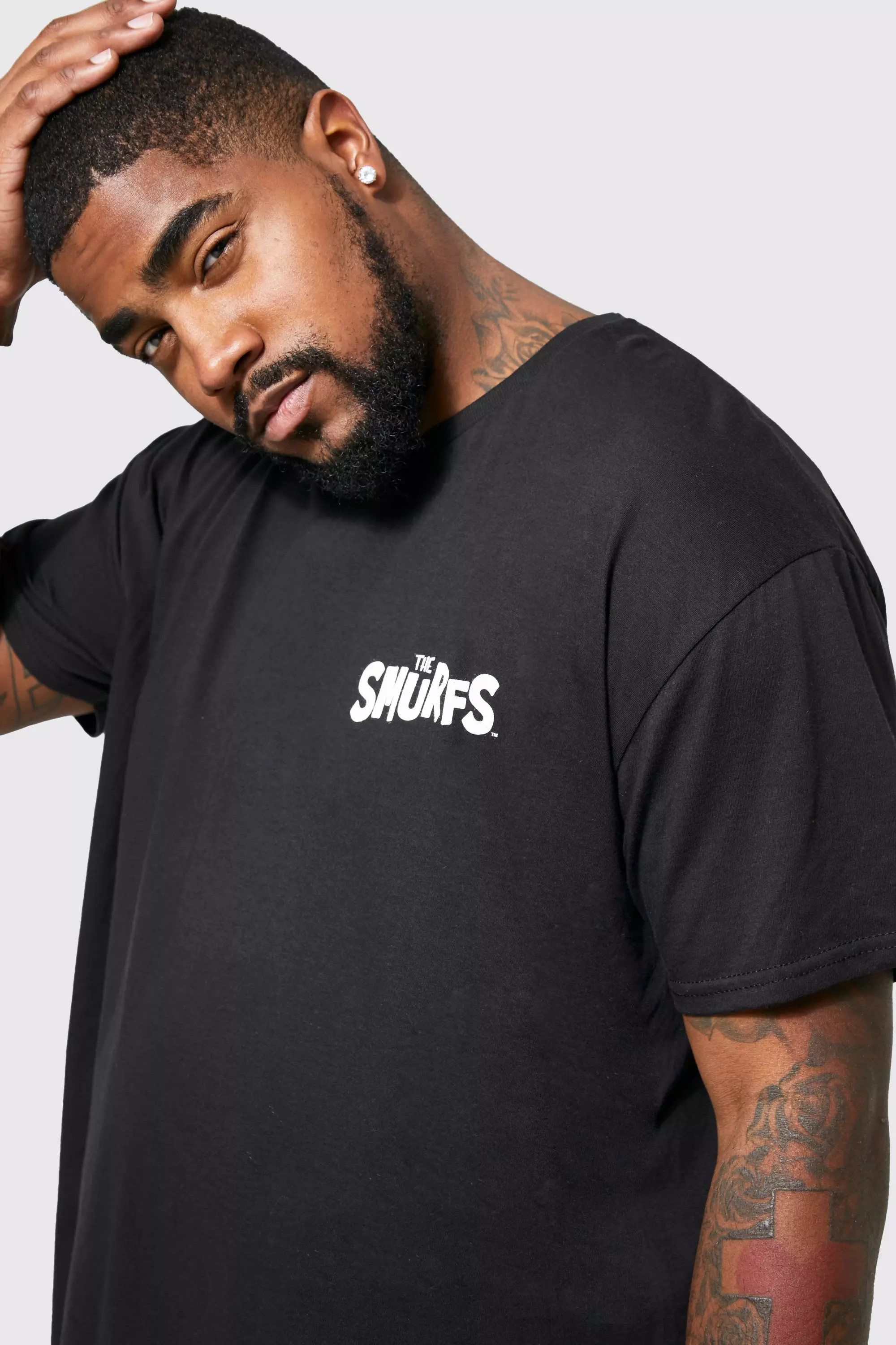 Black Plus Smurfs Back Print T-shirt alternative image