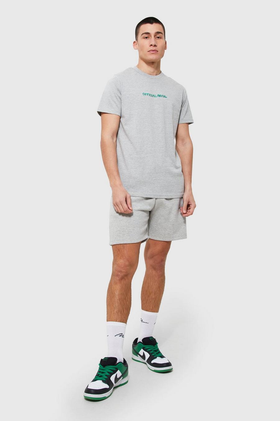Grey marl Official Man Slim Fit T-Shirt En Shorts Set image number 1