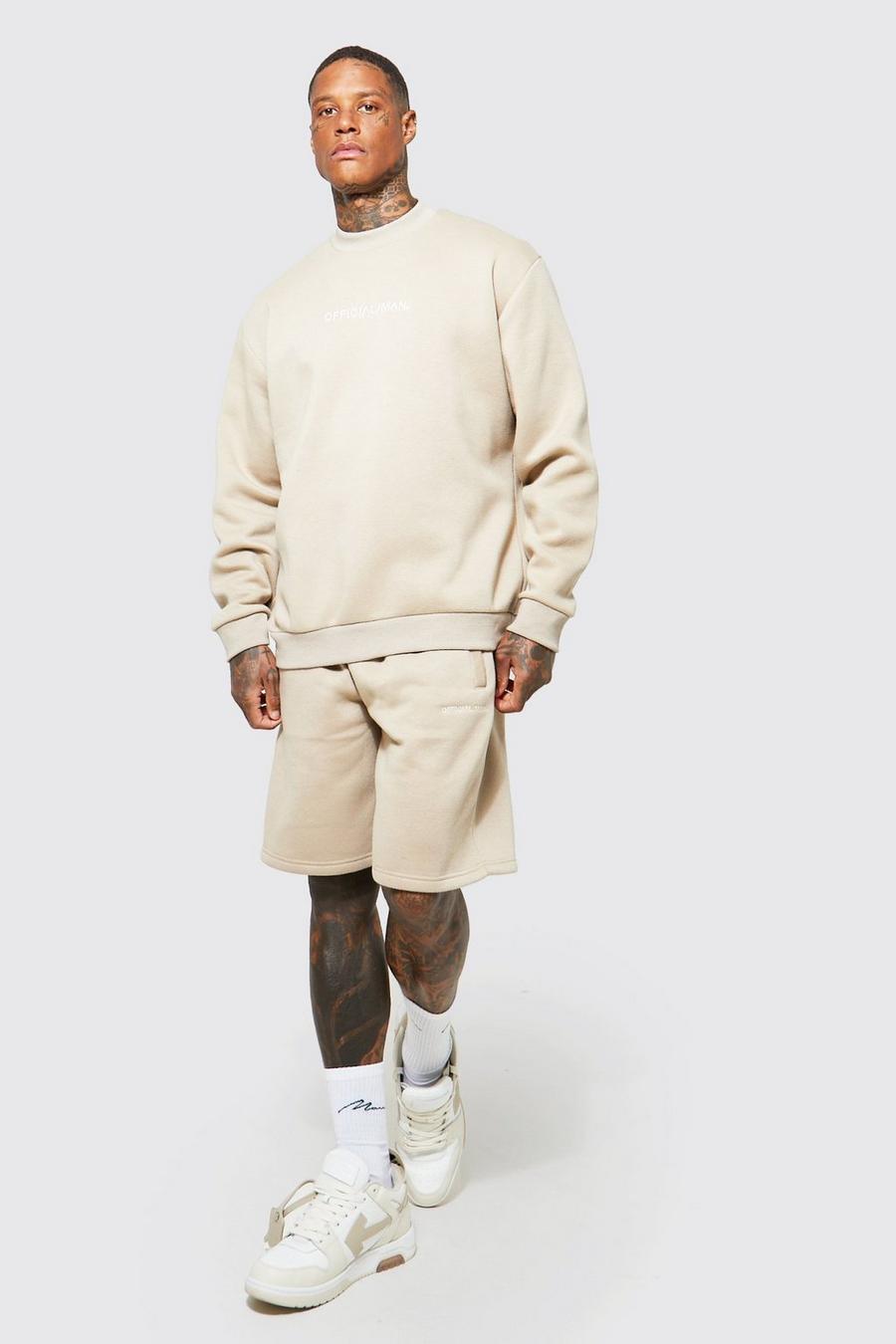 Taupe beige Oversized Man Sweatshirt Short Tracksuit